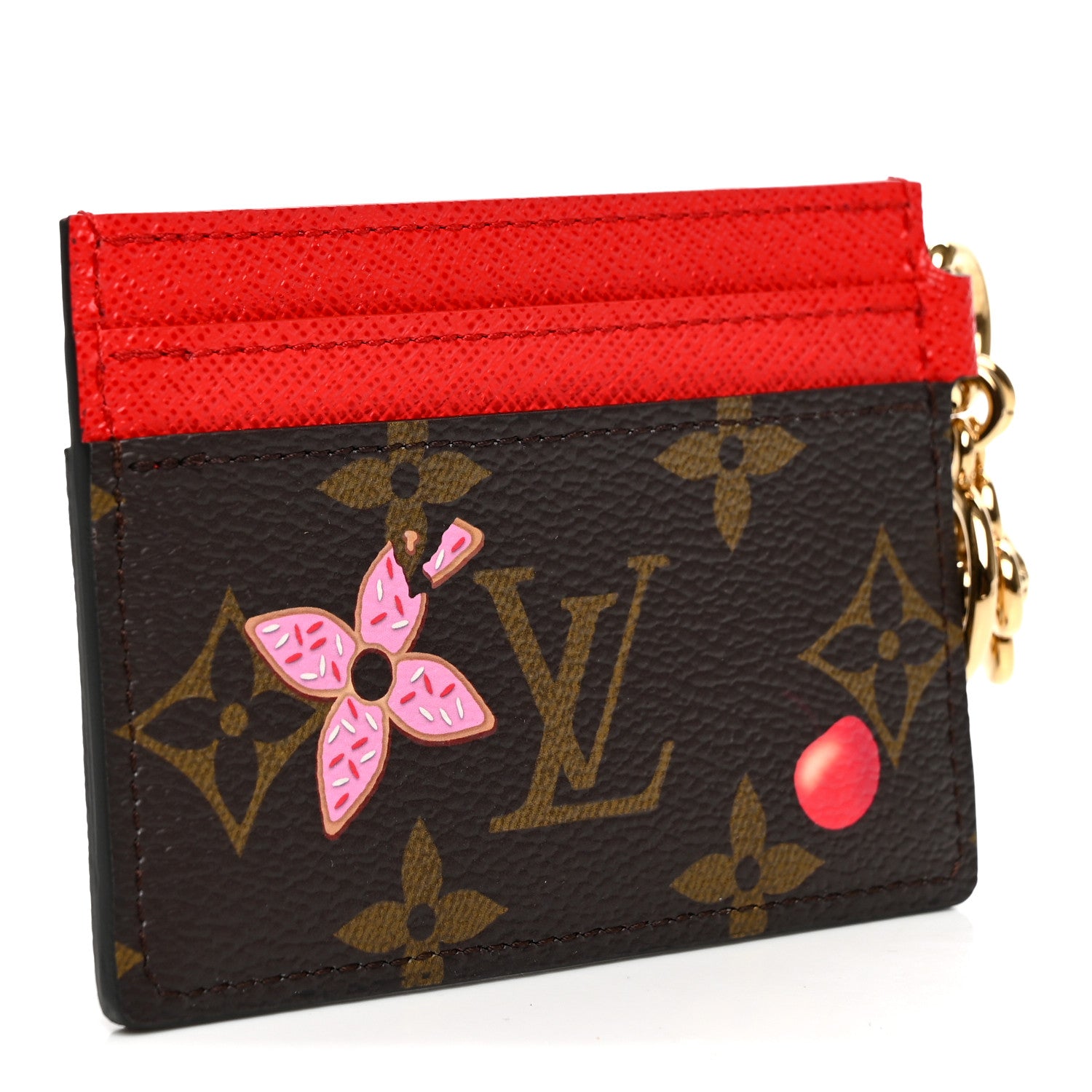 Louis Vuitton Monogram LV Charms 2024 Christmas Animation Candy Factory Card Holder Candy Red 3 of 6