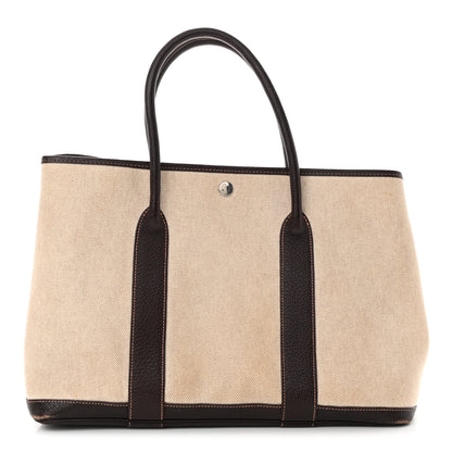 Hermes Toile Buffle Gala Garden Party Tote 36 MM Marron Fonce 1 of 21