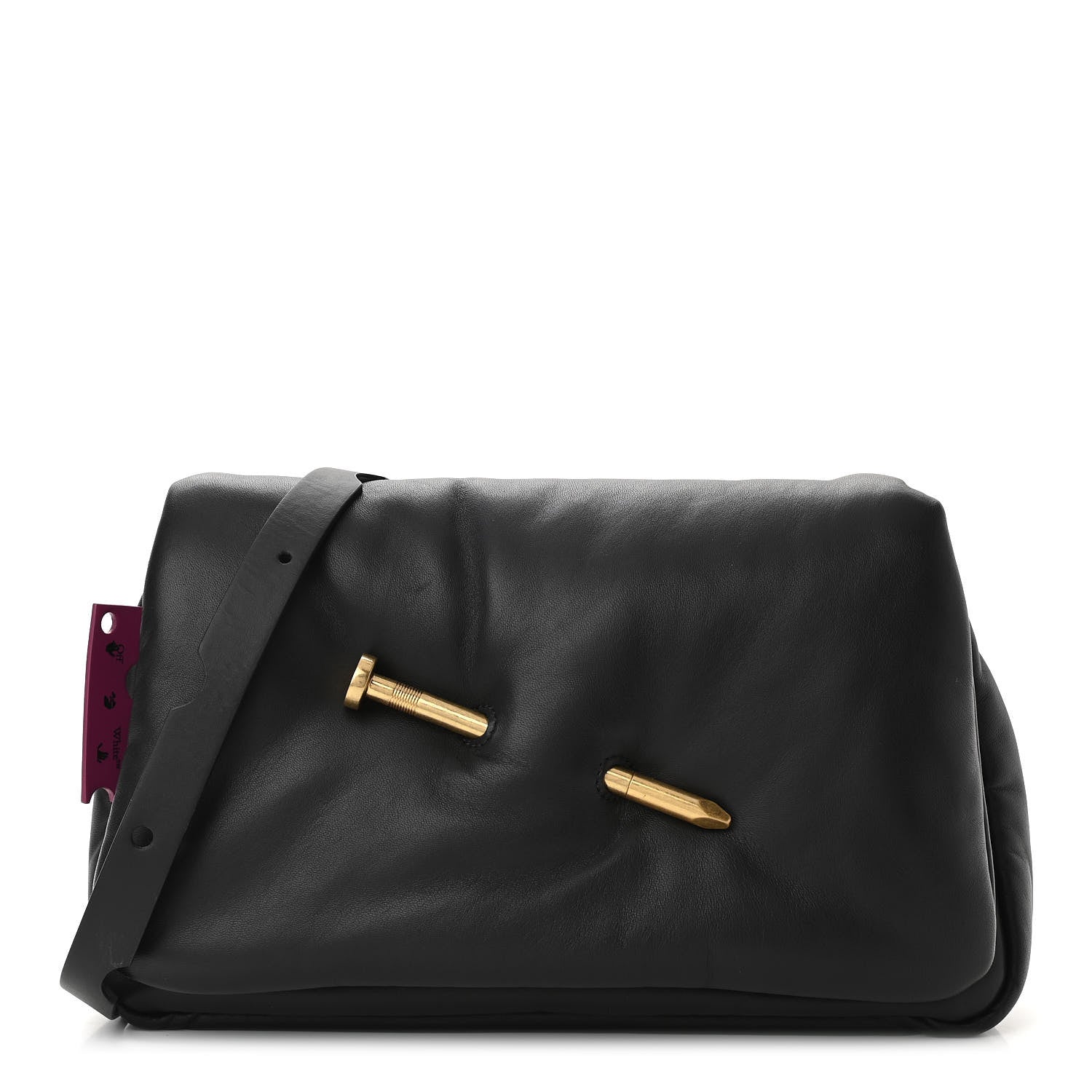 Off-White Calfskin Slouchy Nailed Clutch Black 1 of 12