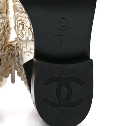 Chanel Embroidered Lambskin Grosgrain Lace Up Boots 41 White Black 6 of 9