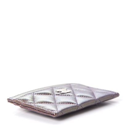 Chanel Iridescent Lambskin Quilted Card Holder Purple 4 of 9