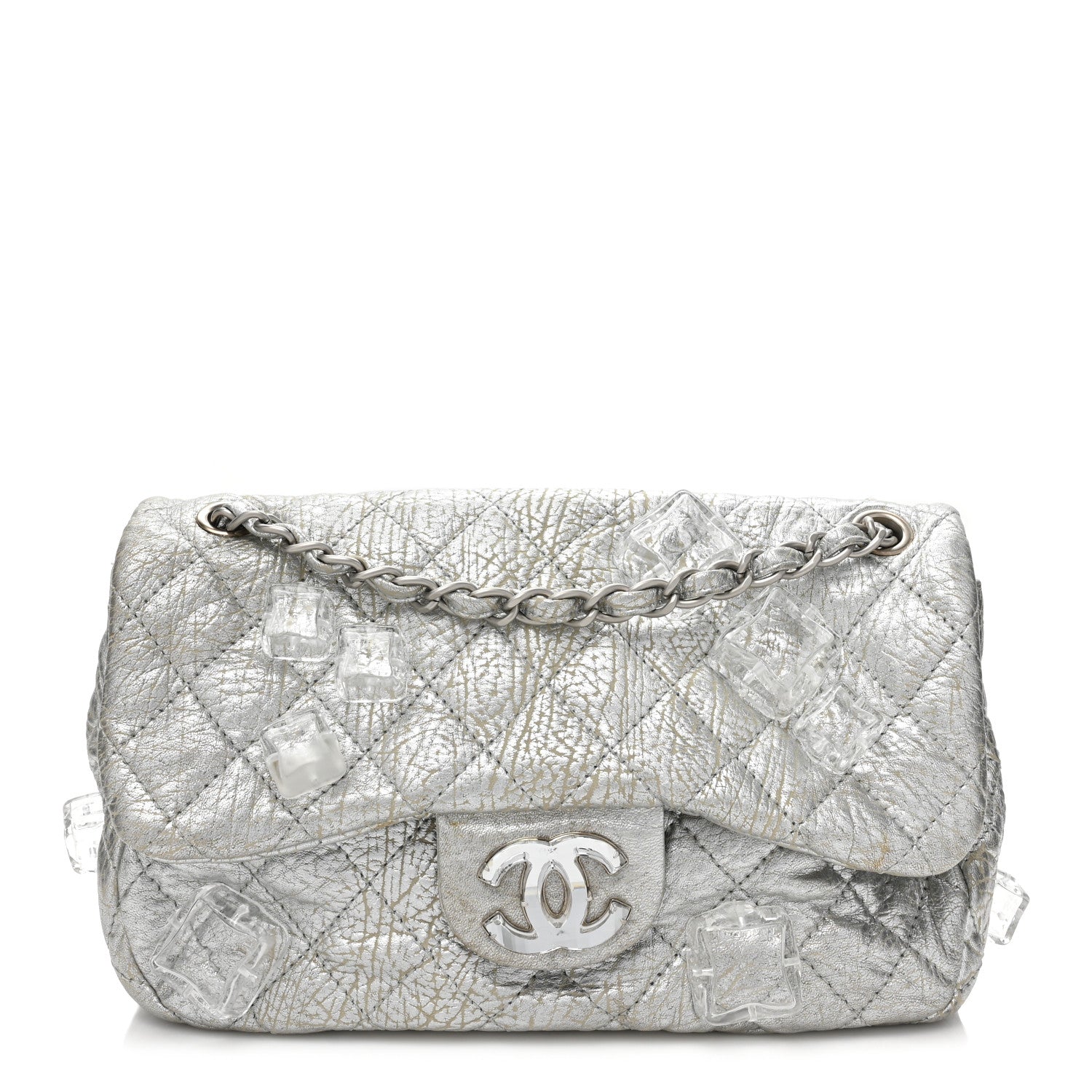 Chanel Calfskin Ice Cube On the Rocks Medium Flap Silver 1 of 15