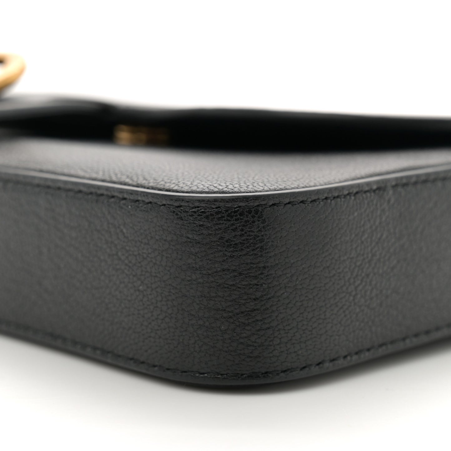 Goatskin Medium Saddle Pouch With Chain Black