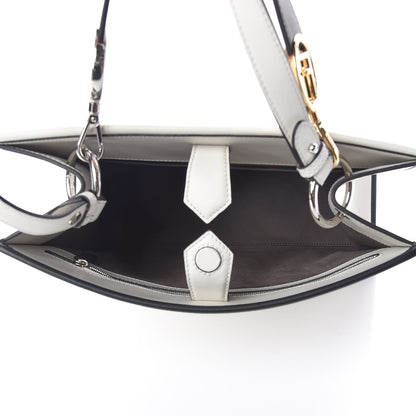 Fendi Vitello Century Opaco F is Fendi Bi-Color Regular Runaway Satchel White Ice Black 5 of 12