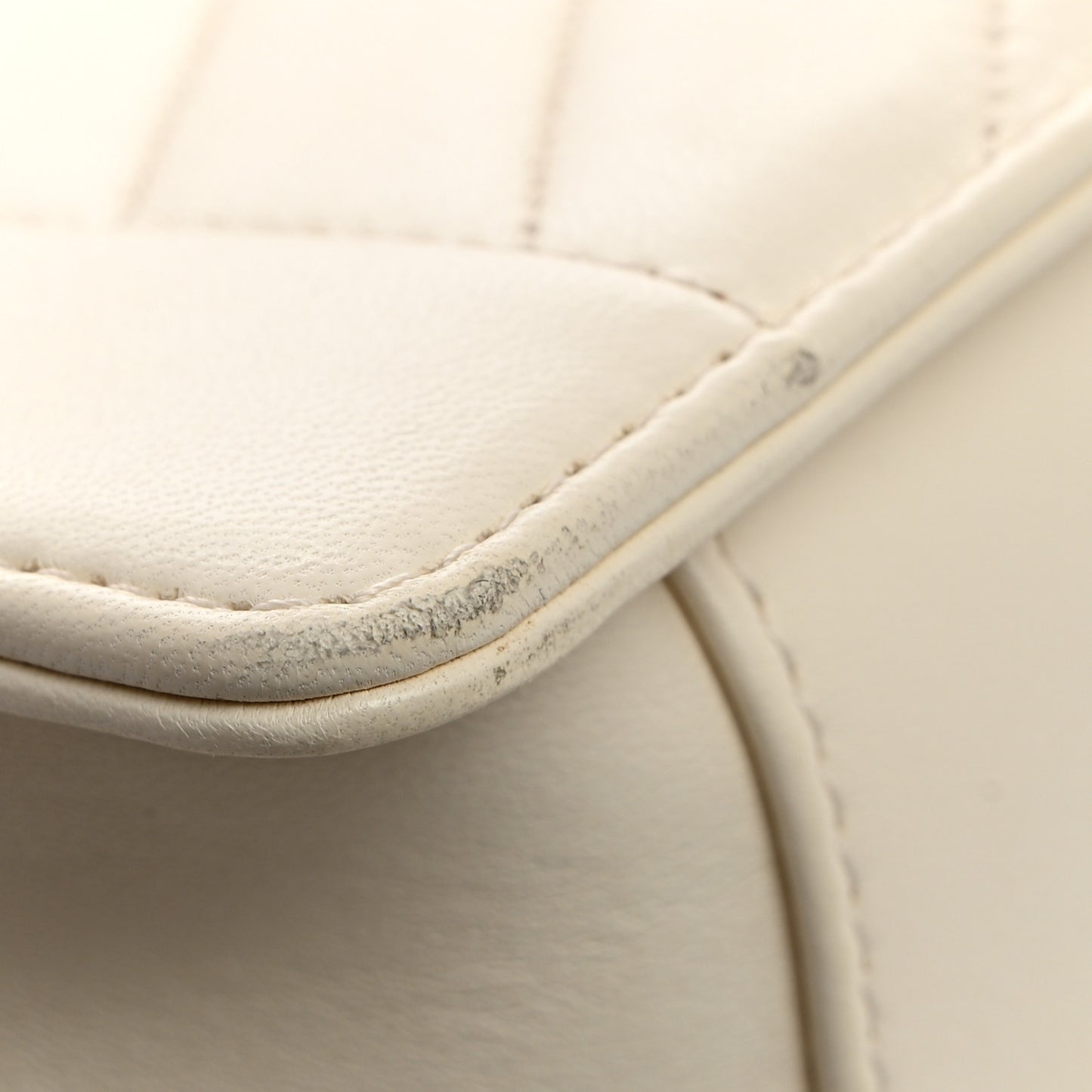 Lambskin Reversed Chevron Quilted Flap White