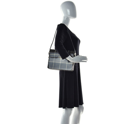 Burberry Calfskin Tartan Print Large Grace Bag Dark Green 3 of 17
