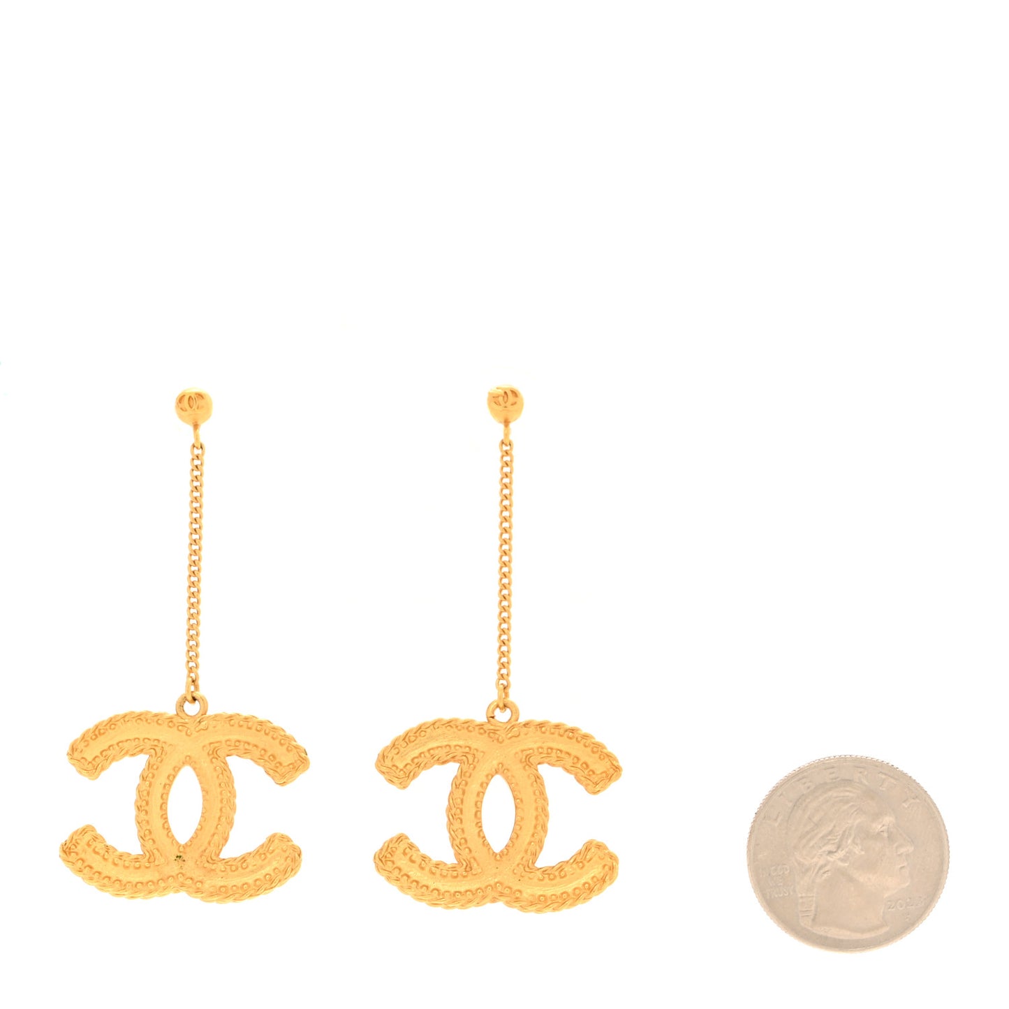 CC Drop Earrings Matte Gold