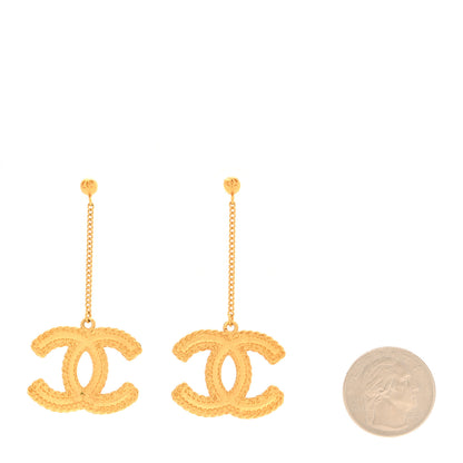 Chanel CC Drop Earrings Matte Gold 2 of 4