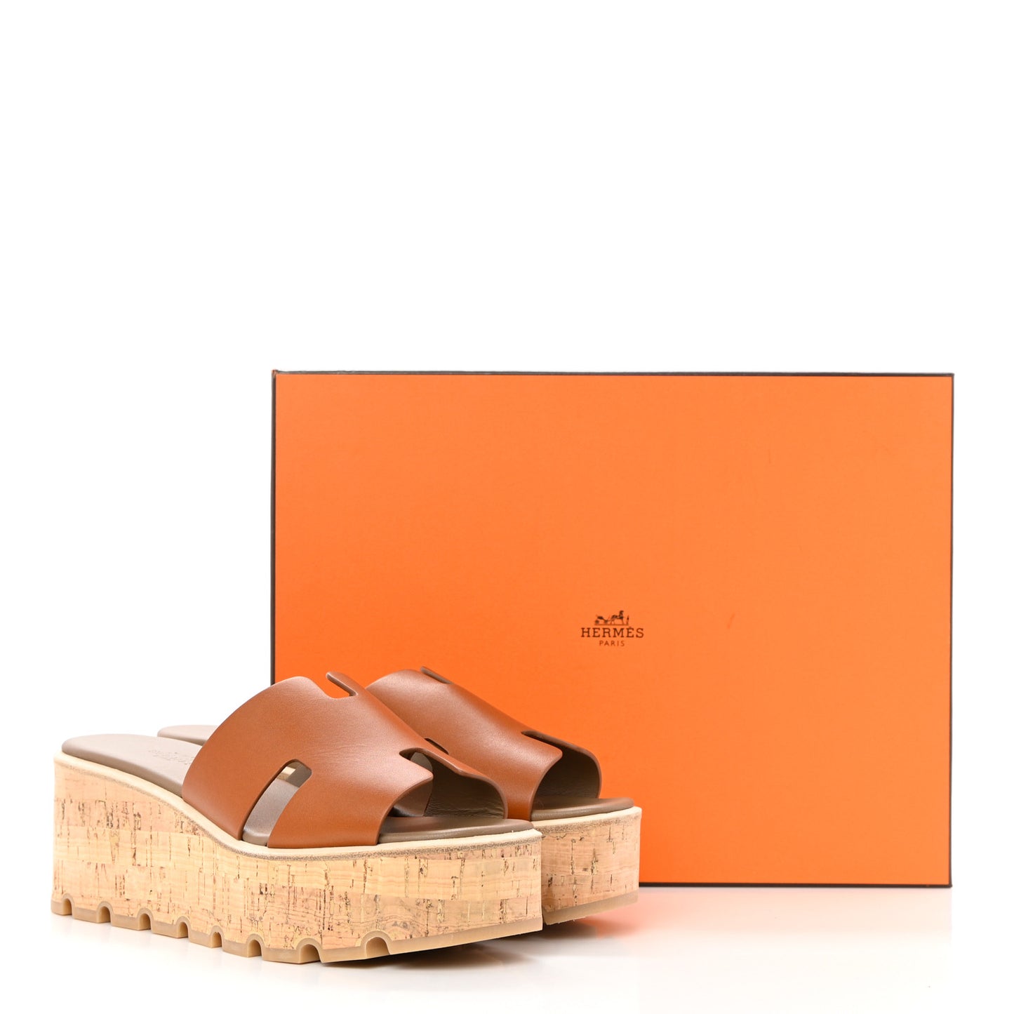 Calfskin Cork Eze 30 Sandals 38 Marron Glaise