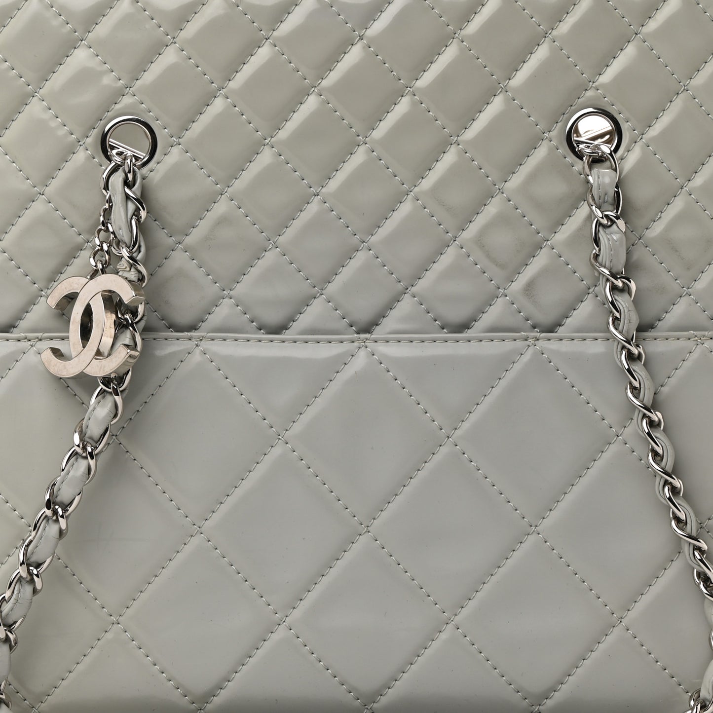 Vinyl Quilted Large In The Business Tote Light Grey