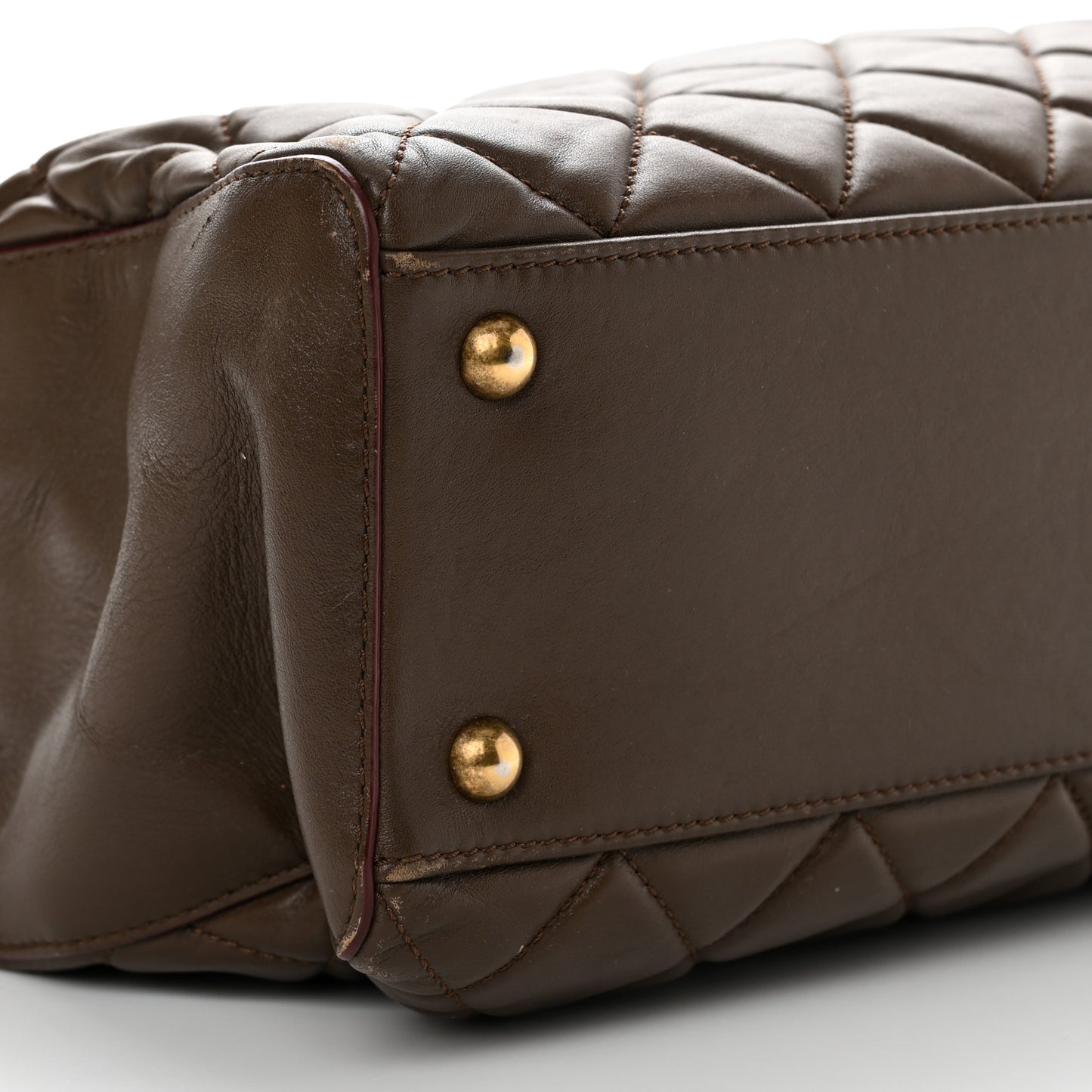 Calfskin Quilted Perfect Edge Tote Brown