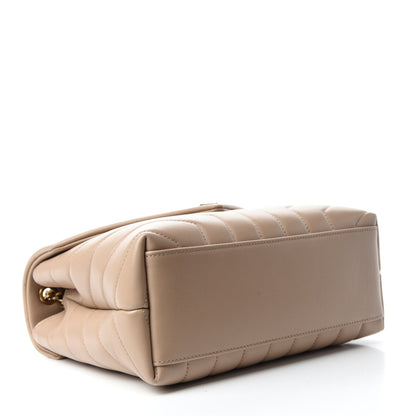 Saint Laurent Calfskin Y Quilted Monogram Small Loulou Chain Satchel Dark Beige 4 of 11