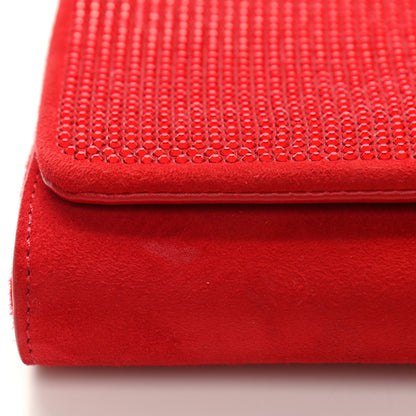 Versace Suede Palazzo Crystal Chain Evening Bag Red 11 of 11