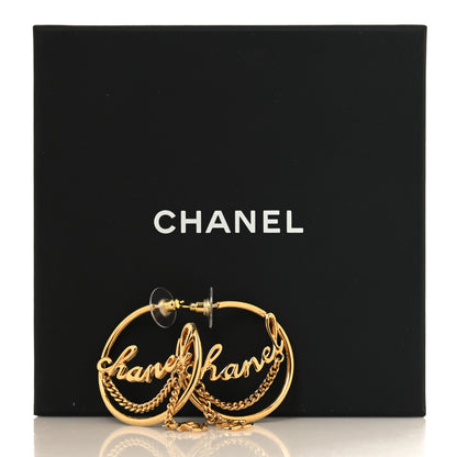 Chanel Metal Chain CC Hoop Earrings Gold 5 of 5