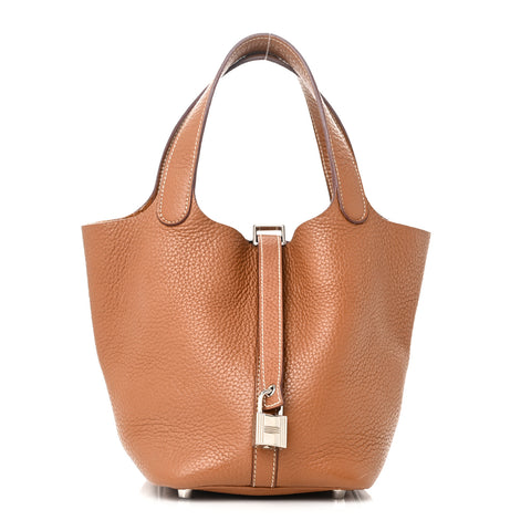 Taurillon Clemence Picotin Lock 18 PM Gold