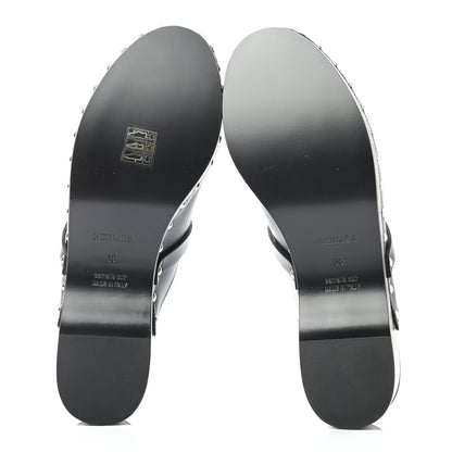 Hermes Calfskin Carlotta Mules 38 Black 5 of 7