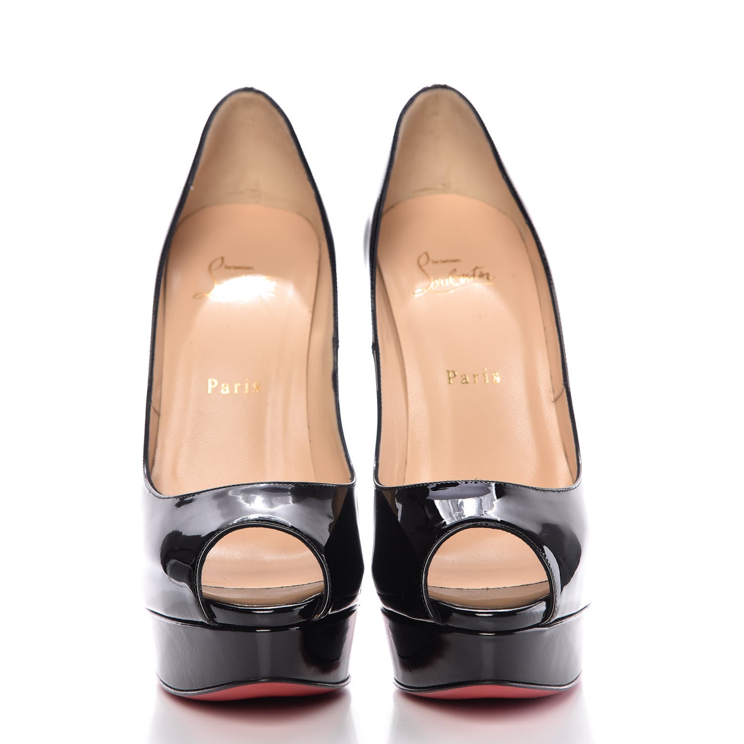 Christian Louboutin Patent Lady Peep 150 Pumps 40.5 Black 2 of 13