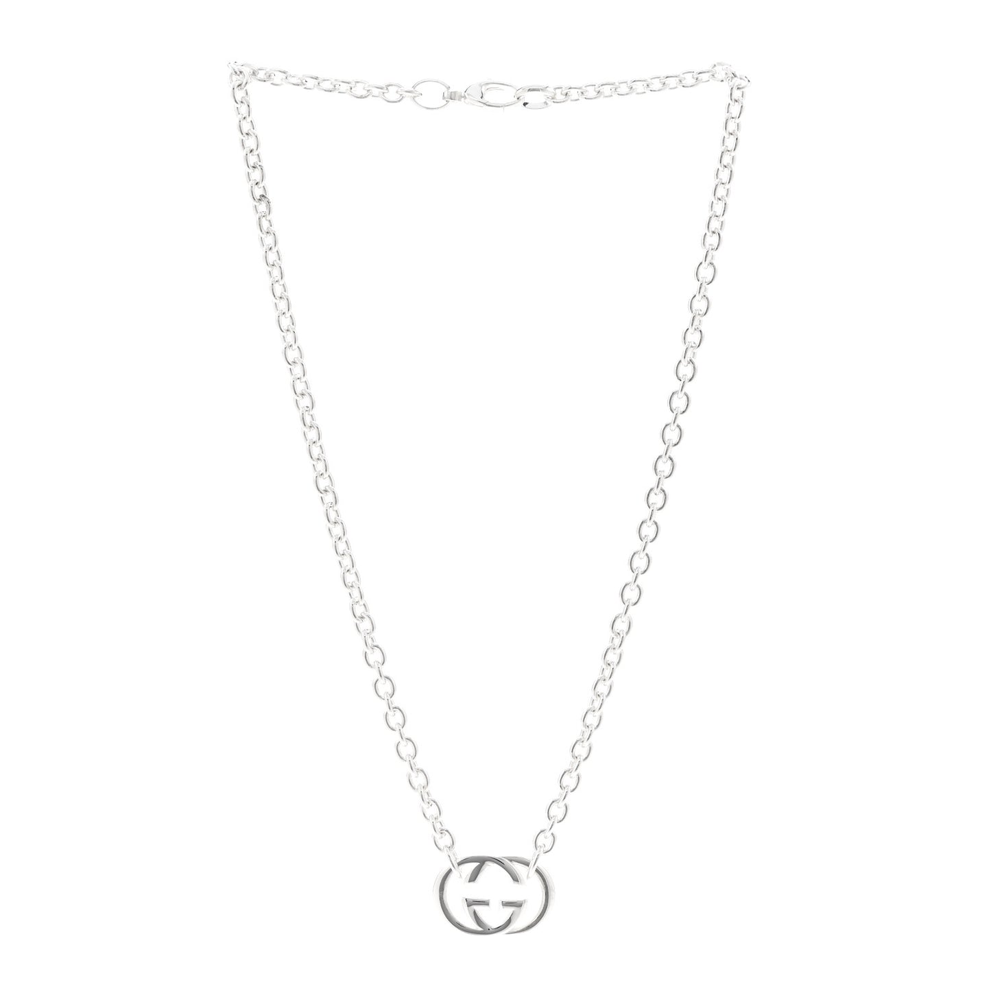 Sterling Silver Britt Interlocking GG Pendant Necklace