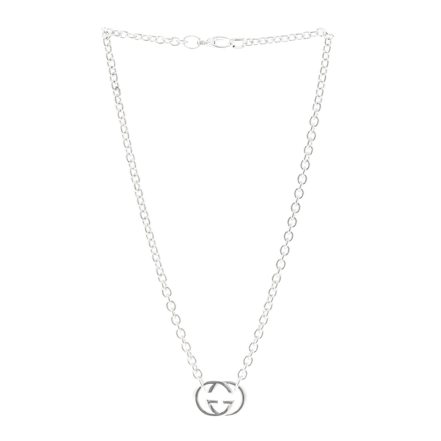 Gucci Sterling Silver Britt Interlocking GG Pendant Necklace 3 of 4