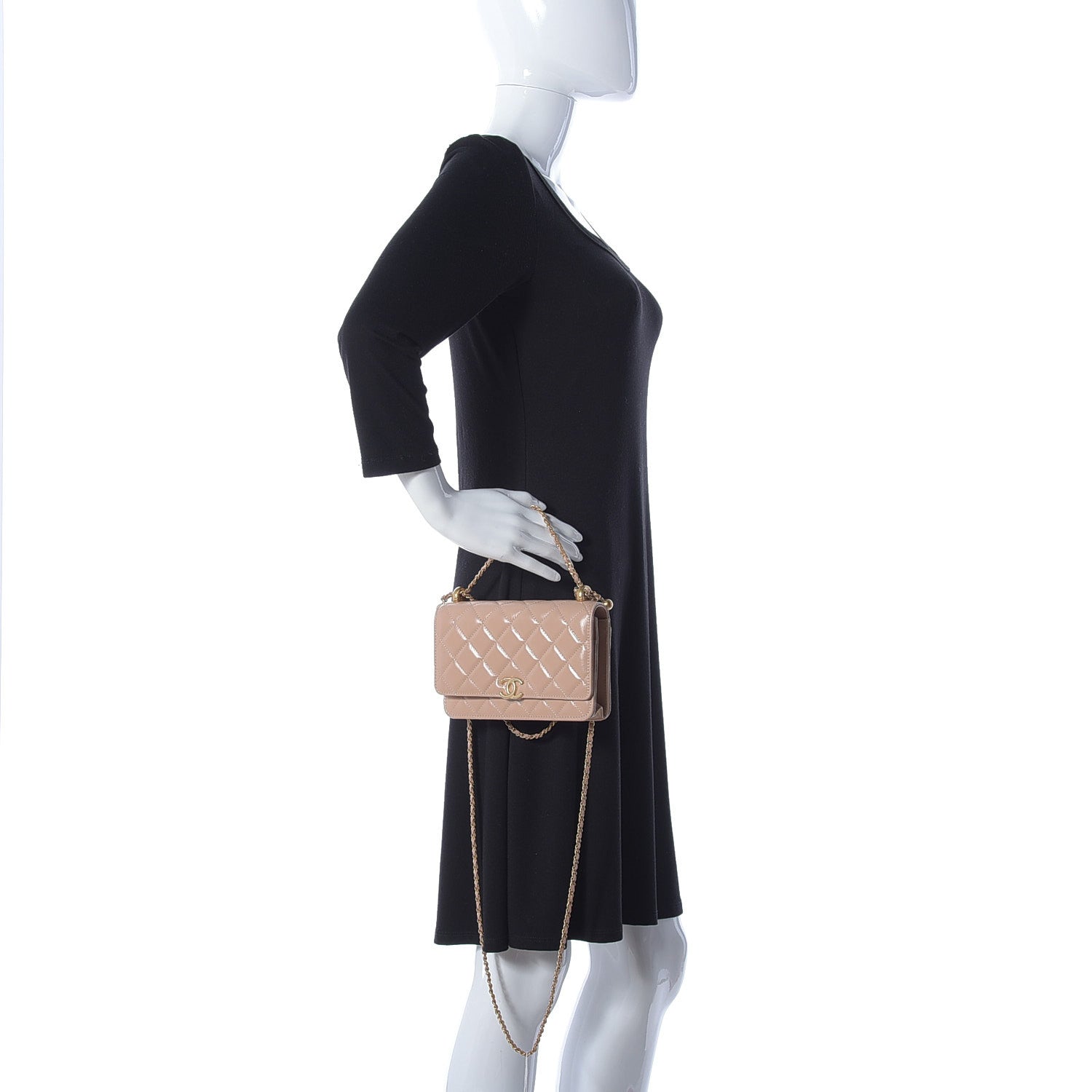 Chanel Calfskin Quilted Perfect Fit Wallet On Chain WOC Beige 2 of 15