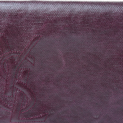Saint Laurent Coated Linen Large Belle de Jour Clutch Prune 10 of 10