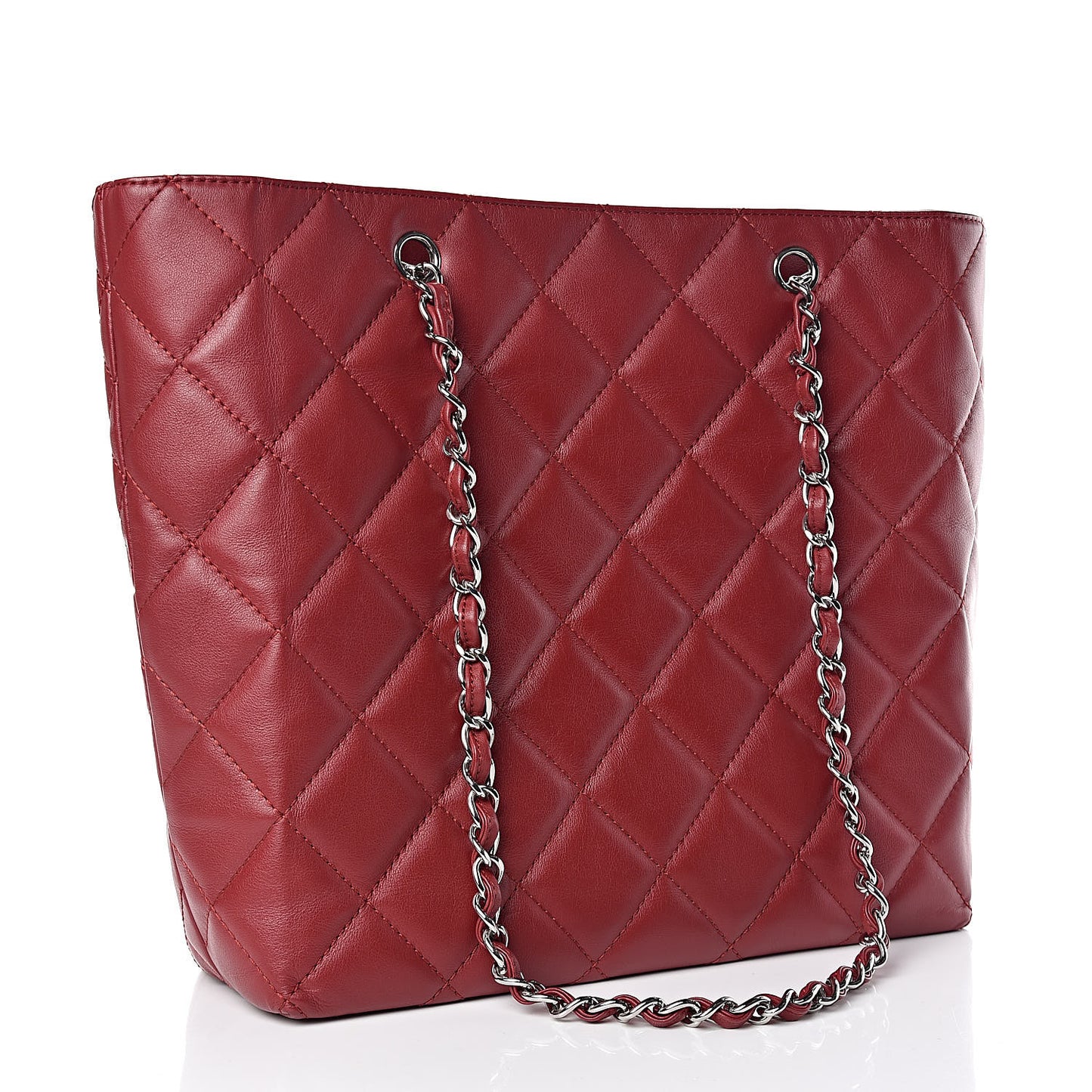 Calfskin Quilted In the Business North South Tote Red