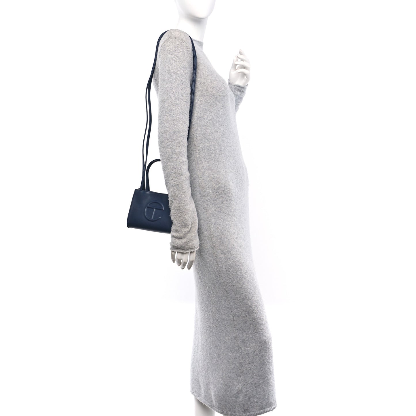 Vegan Leather Small Shopping Bag Navy