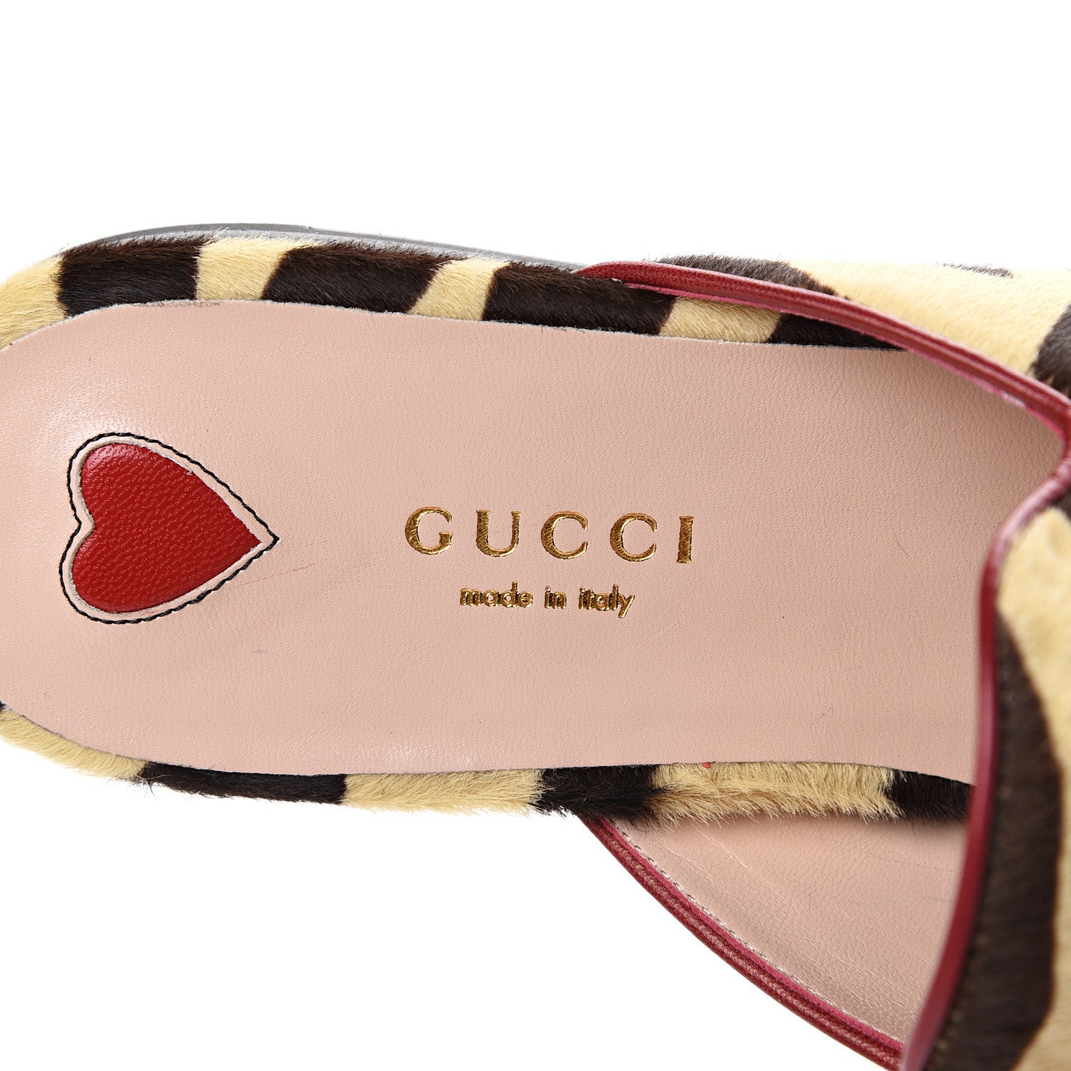 Gucci Calf Hair Tiger Print Womens Princetown Slippers 38 Natural Black Romantic Cherry 7 of 8