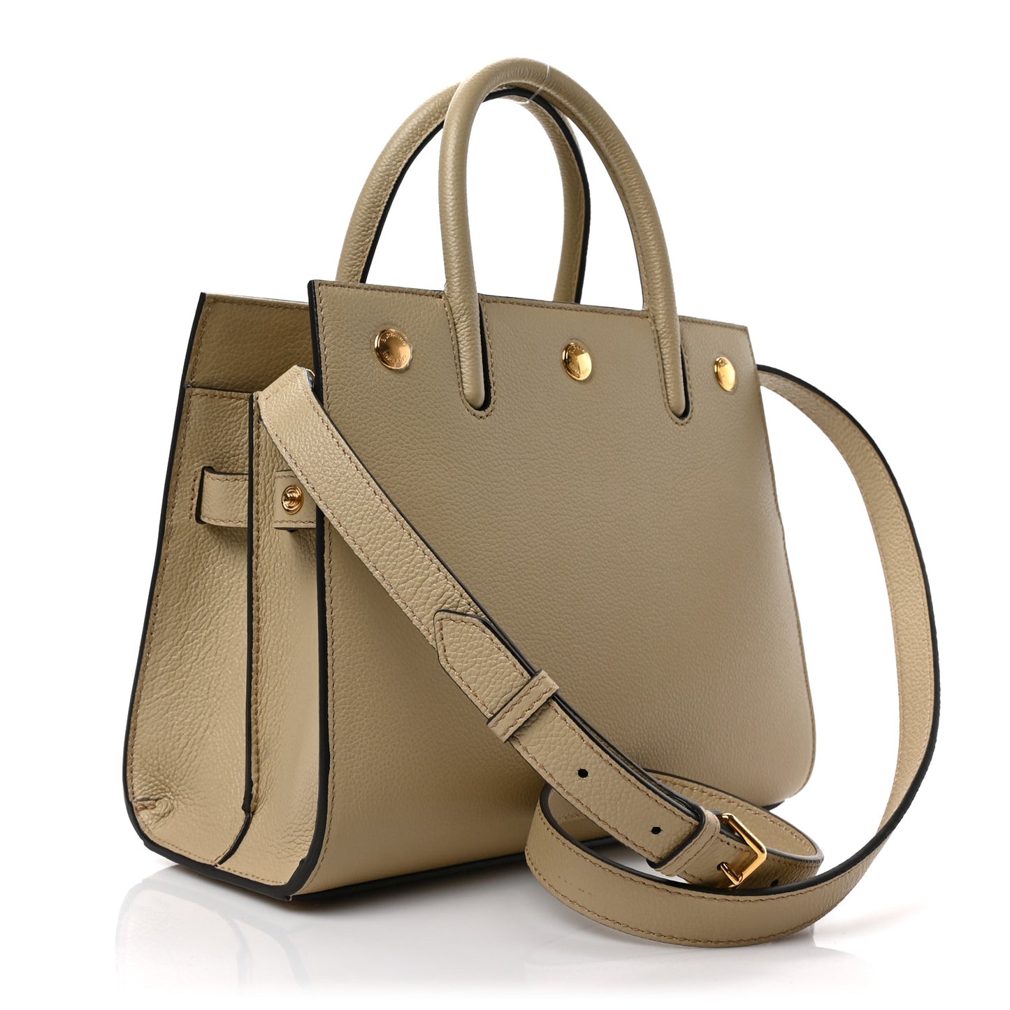 Grainy Calfskin Mini Two Handle Title Bag Camel
