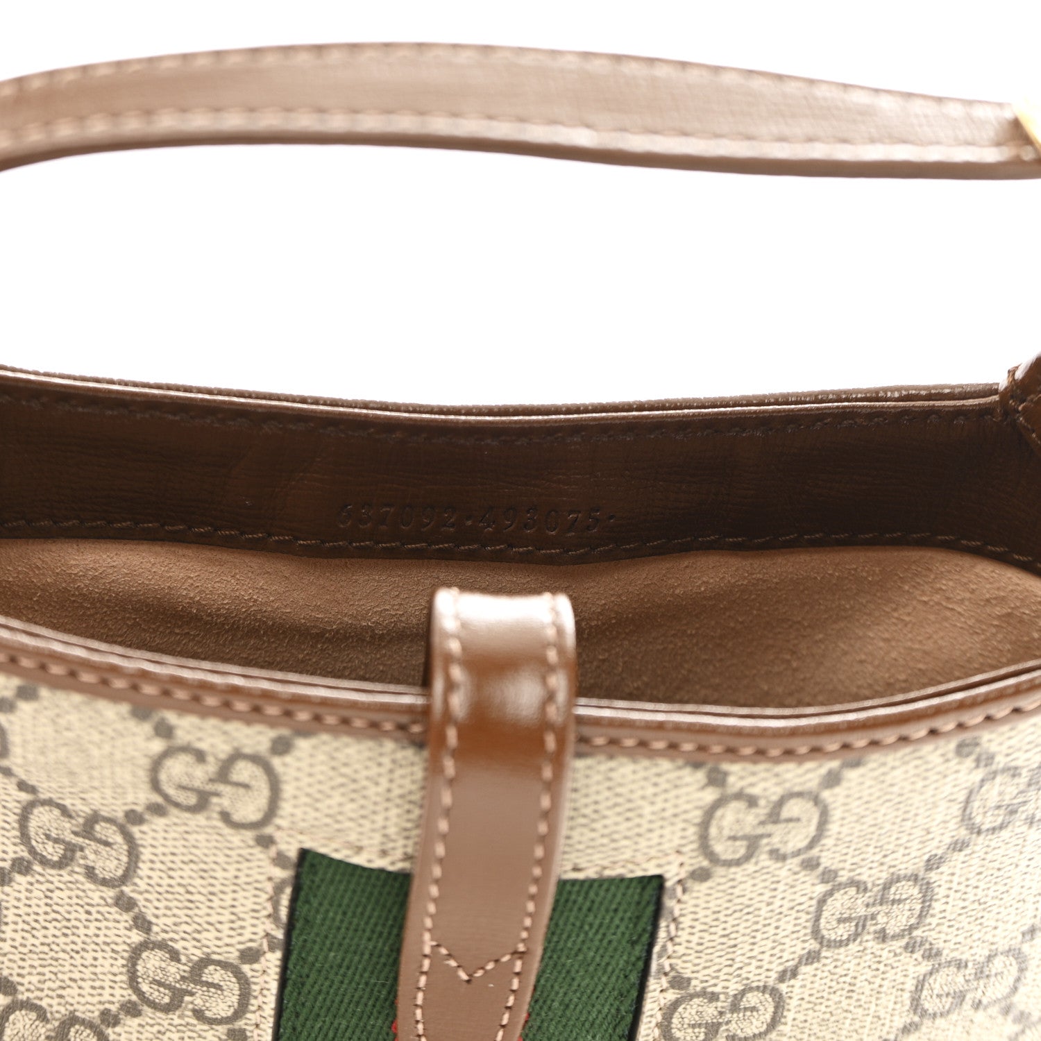 Gucci GG Supreme Monogram Azalea Calfskin Web Mini Jackie 1961 Hobo Beige Ebony Brown Sugar 7 of 10