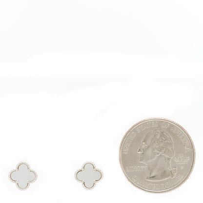Van Cleef & Arpels 18K White Gold Mother of Pearl Sweet Alhambra Earrings 2 of 5