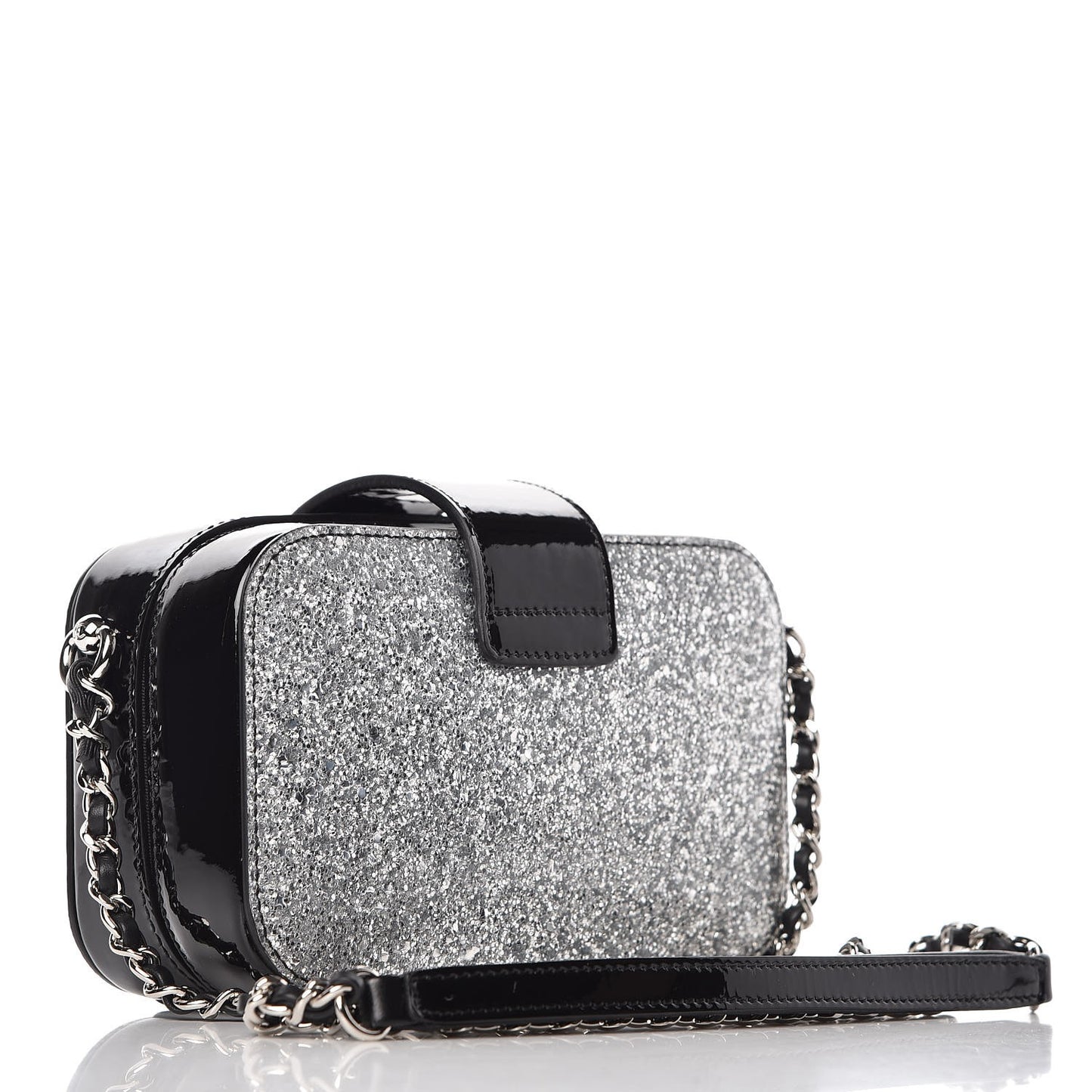 Glitter Patent Camera Case Silver