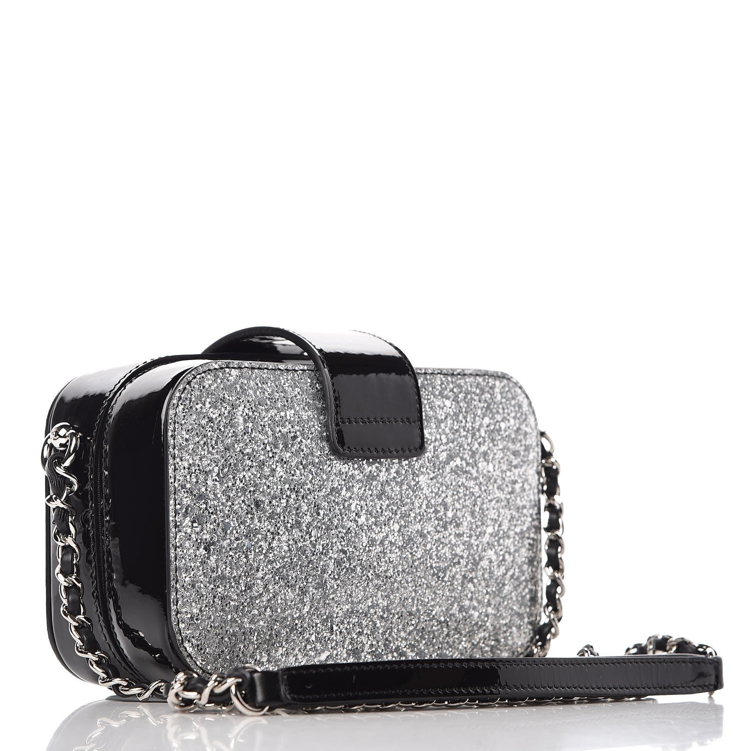 Chanel Glitter Patent Camera Case Silver 3 of 8