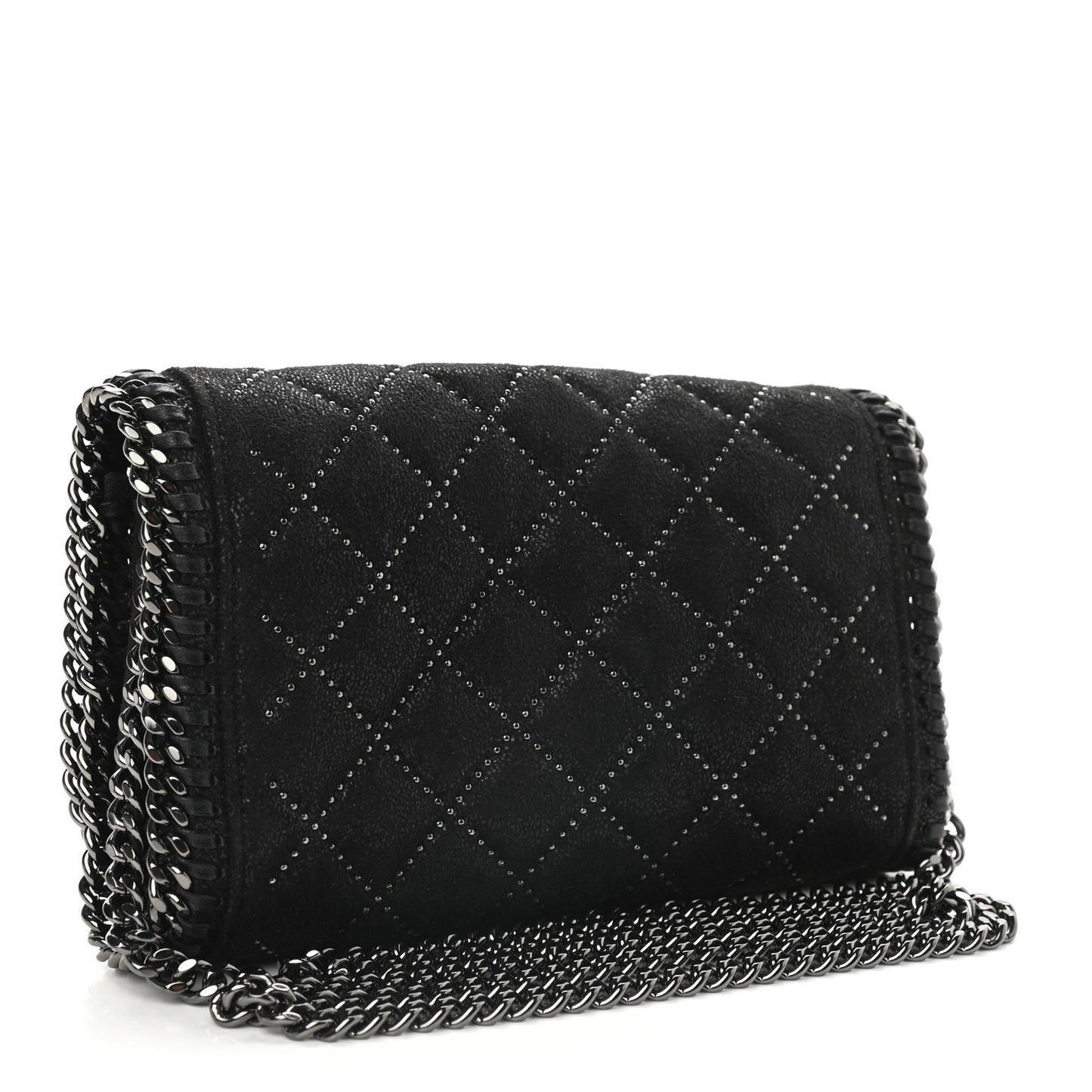 Shaggy Deer Quilted Studded Falabella Crossbody Black