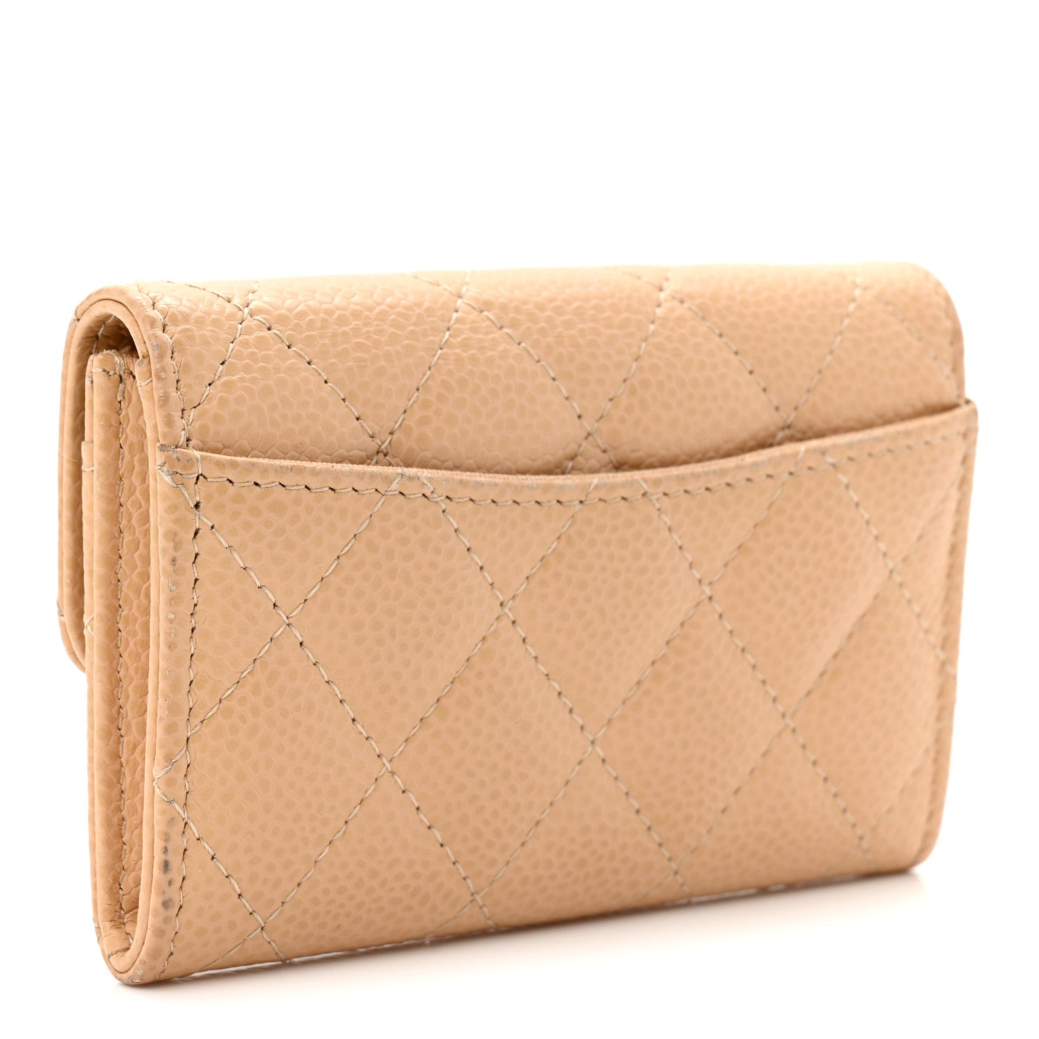 Chanel Caviar Quilted Flap Card Holder Wallet Beige 3 of 9