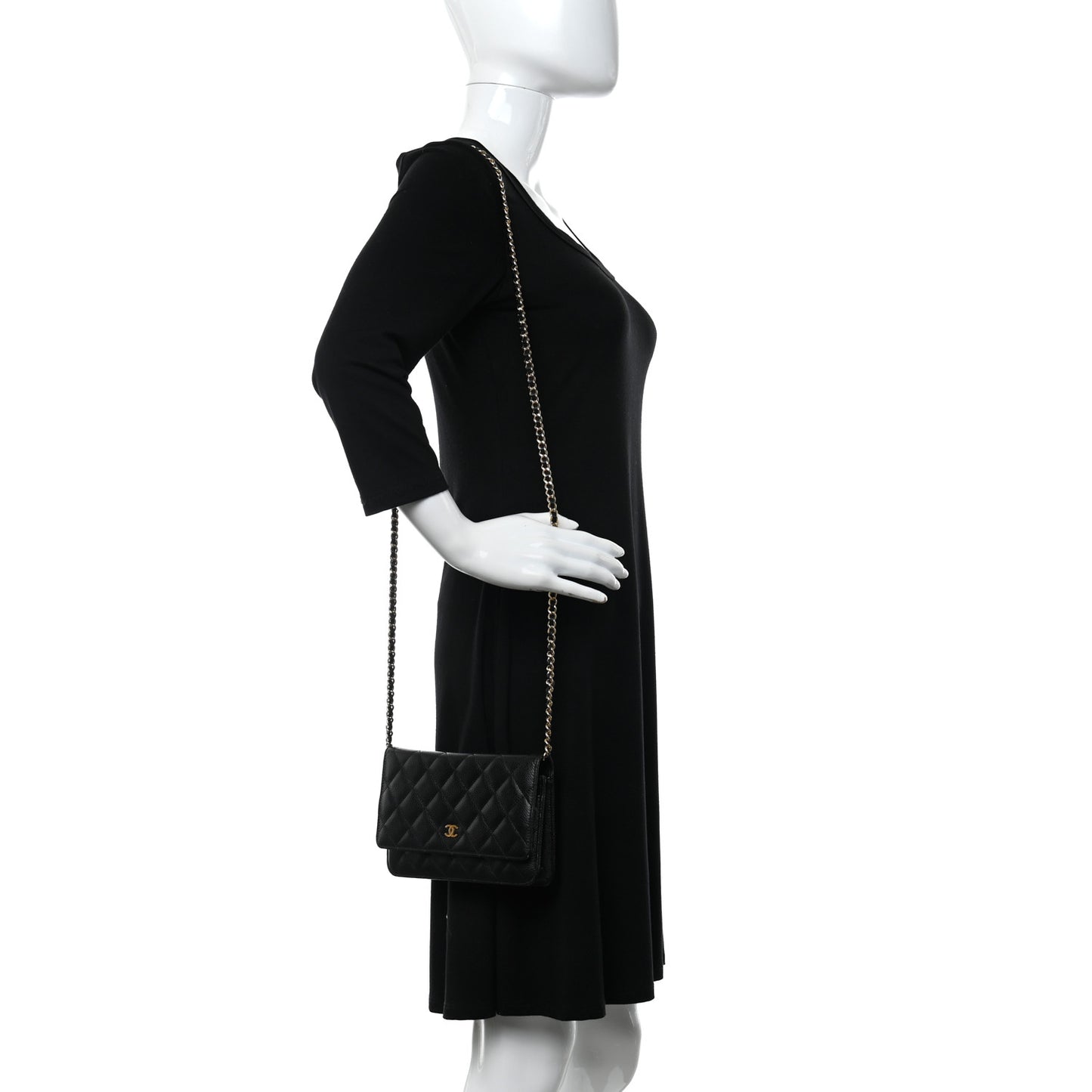 Caviar Quilted Wallet On Chain WOC Black