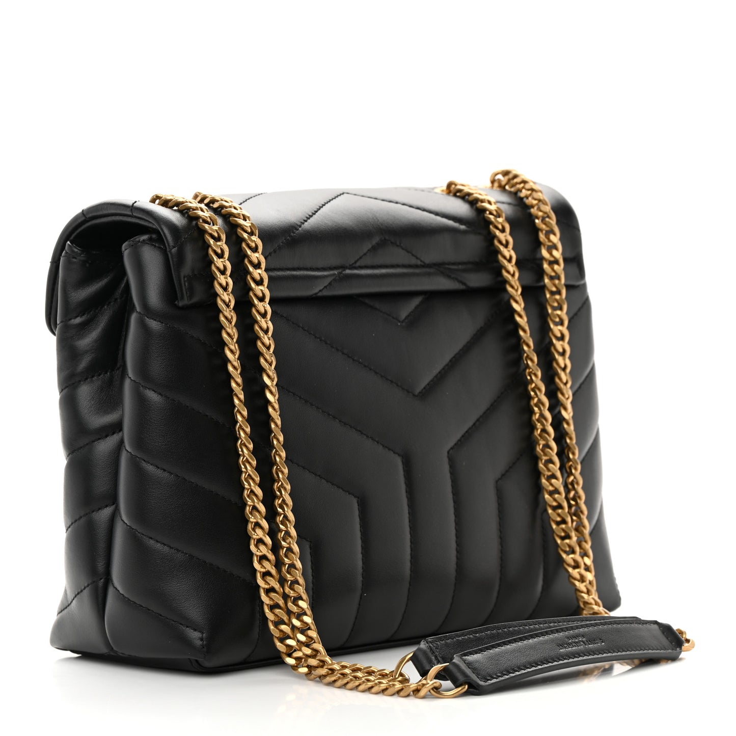 Calfskin Y Quilted Monogram Small Loulou Chain Satchel Black