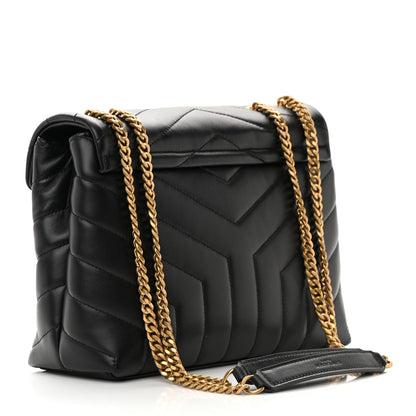 Saint Laurent Calfskin Y Quilted Monogram Small Loulou Chain Satchel Black 3 of 13