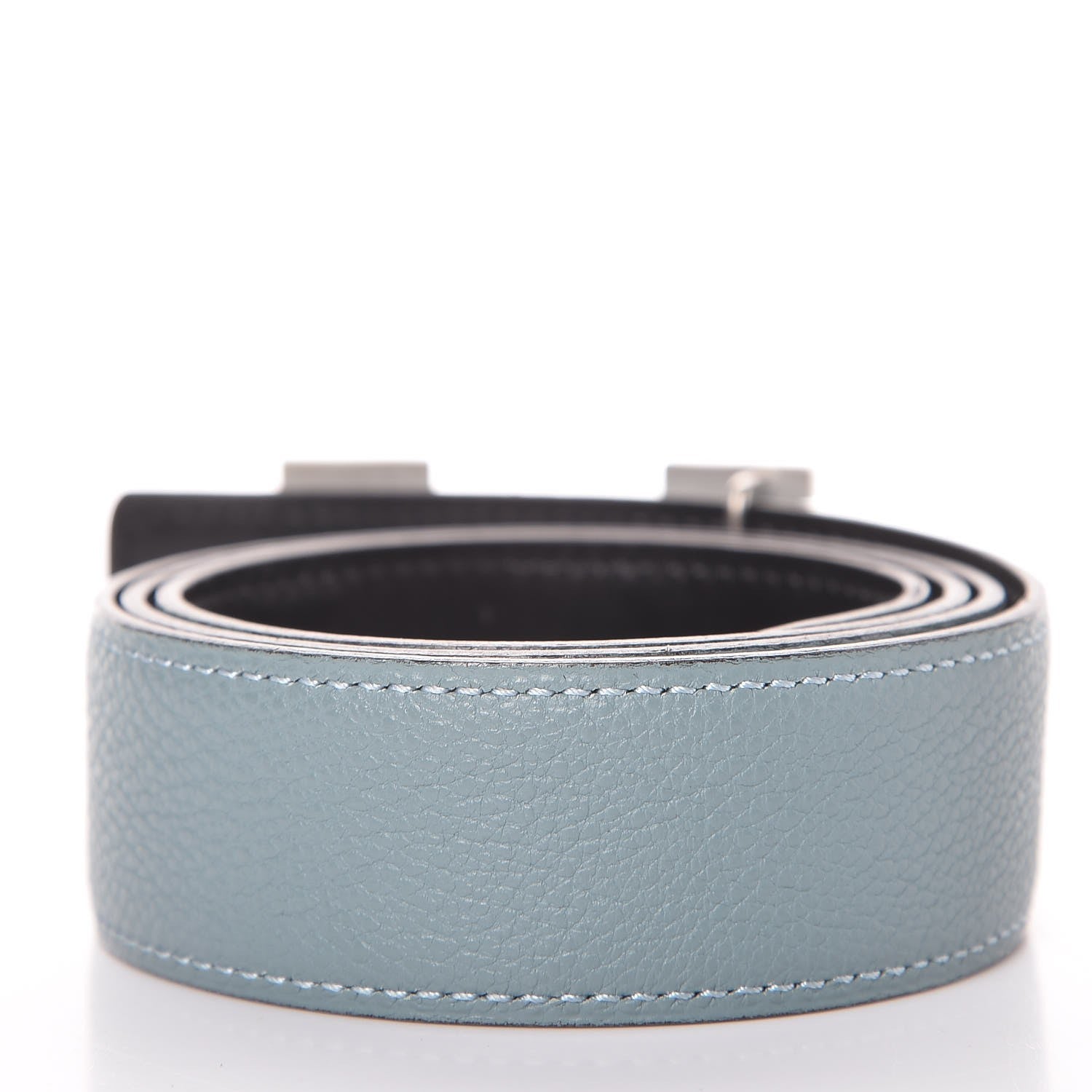 Hermes Box Togo 32mm H Belt 80 Black Ciel 3 of 10