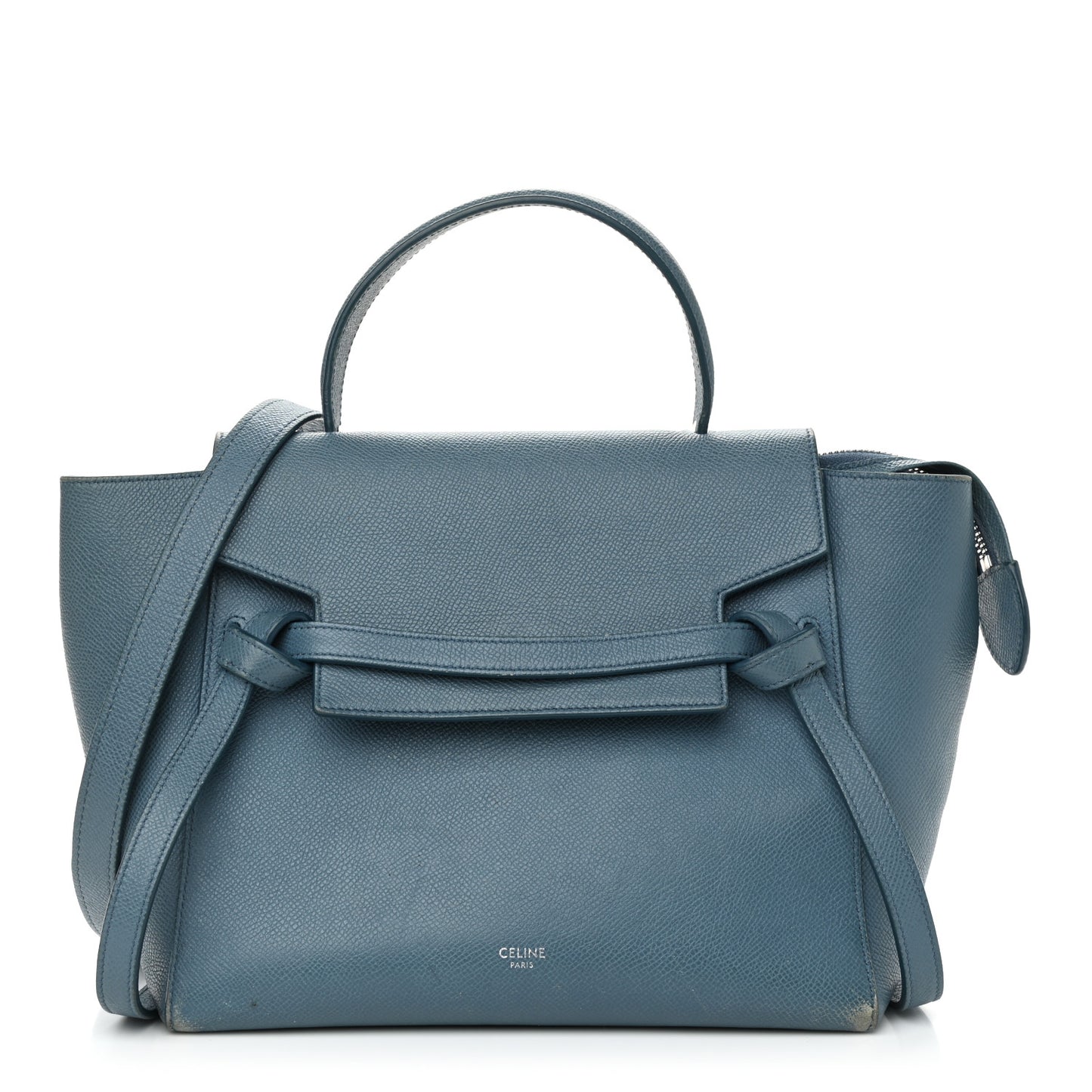 Grained Calfskin Mini Belt Bag Slate Blue