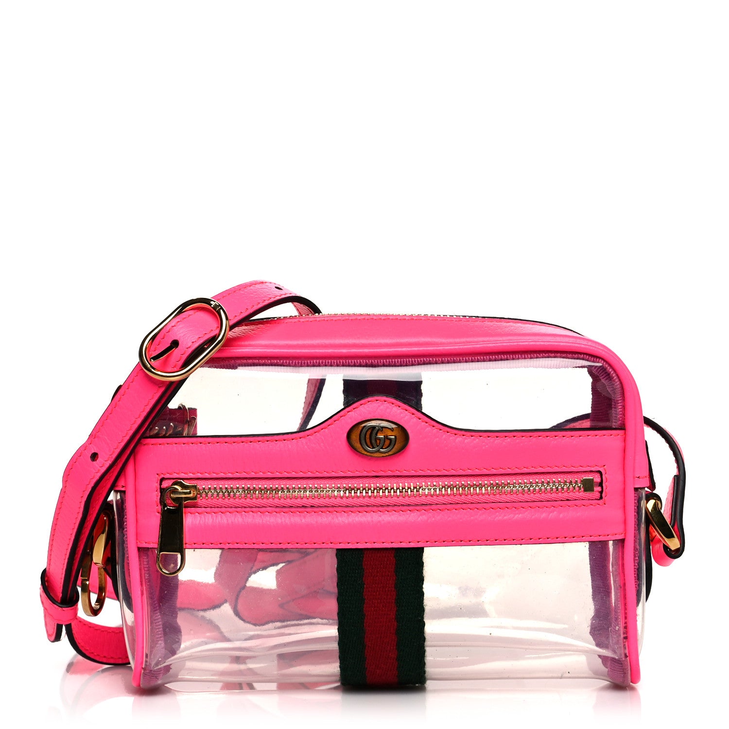 Gucci Vinyl Web Mini Ophidia Transparent Shoulder Bag Fluorescent Fuchsia 1 of 10