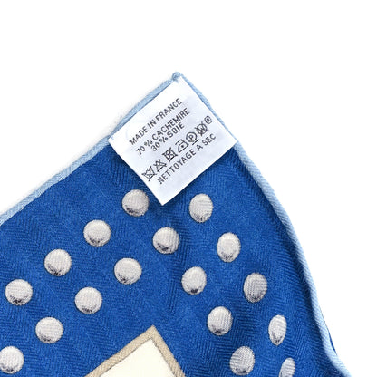 Hermes Silk Cashmere Grand Tralala Shawl 140 Bleu Electrique White Multicolore 3 of 3