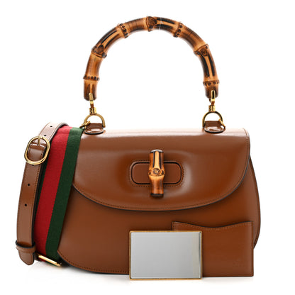 Gucci Boarded Dyana Lux Calfskin Web Medium Bamboo 1947 Top Handle Bag Brown 1 of 13