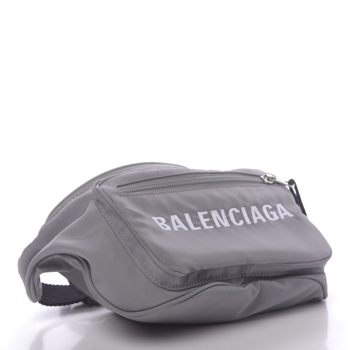 Textured Sport Nylon Logo Embroidered Wheel Beltpack Grey White