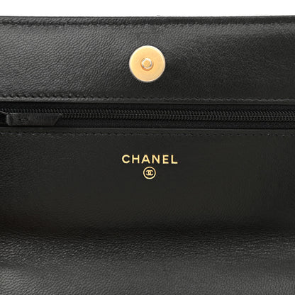 Chanel Goatskin Quilted Chanel 19 Wallet On Chain WOC Black 6 of 10