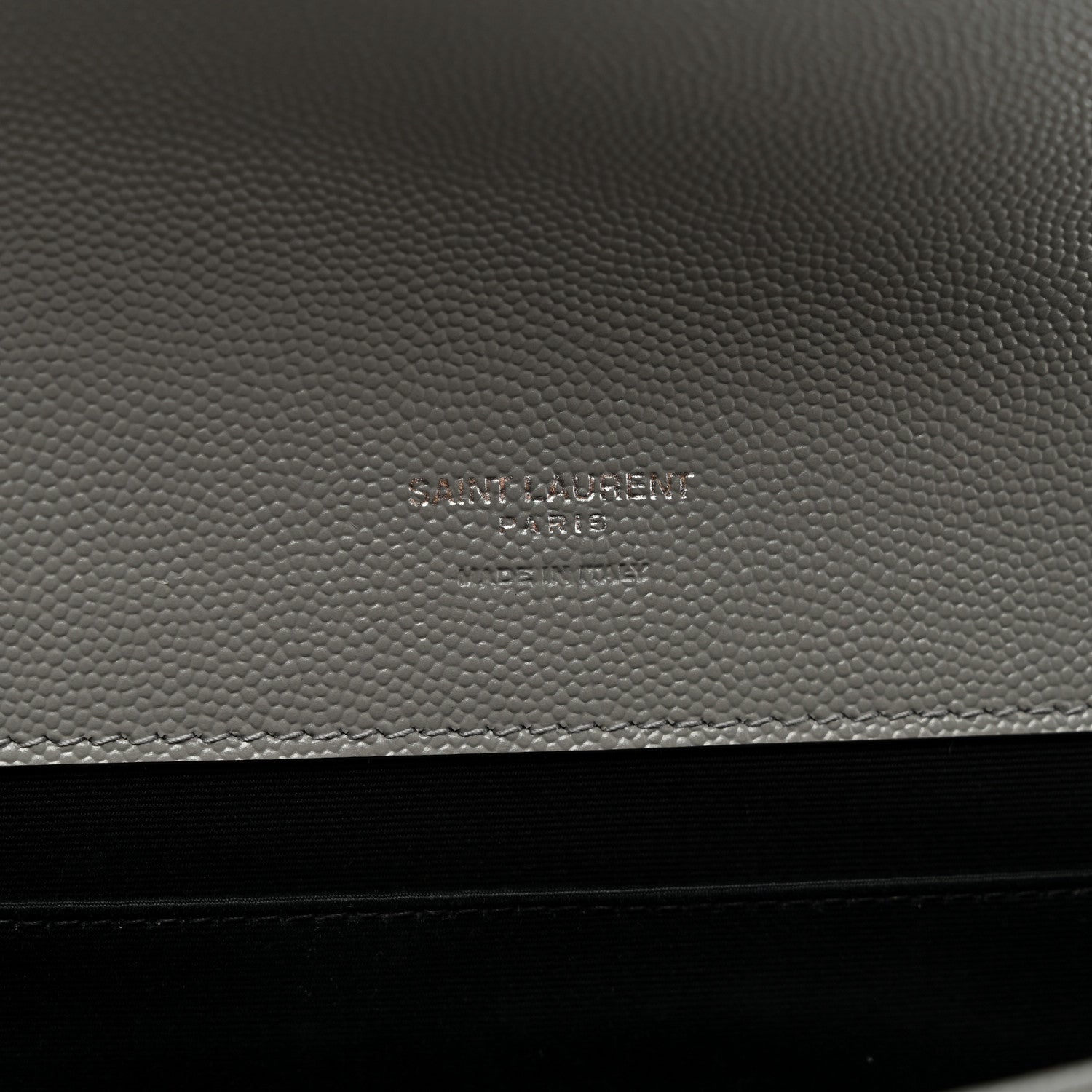 Saint Laurent Grain De Poudre Textured Mixed Matelasse Triquilt Monogram Clutch Storm 6 of 8