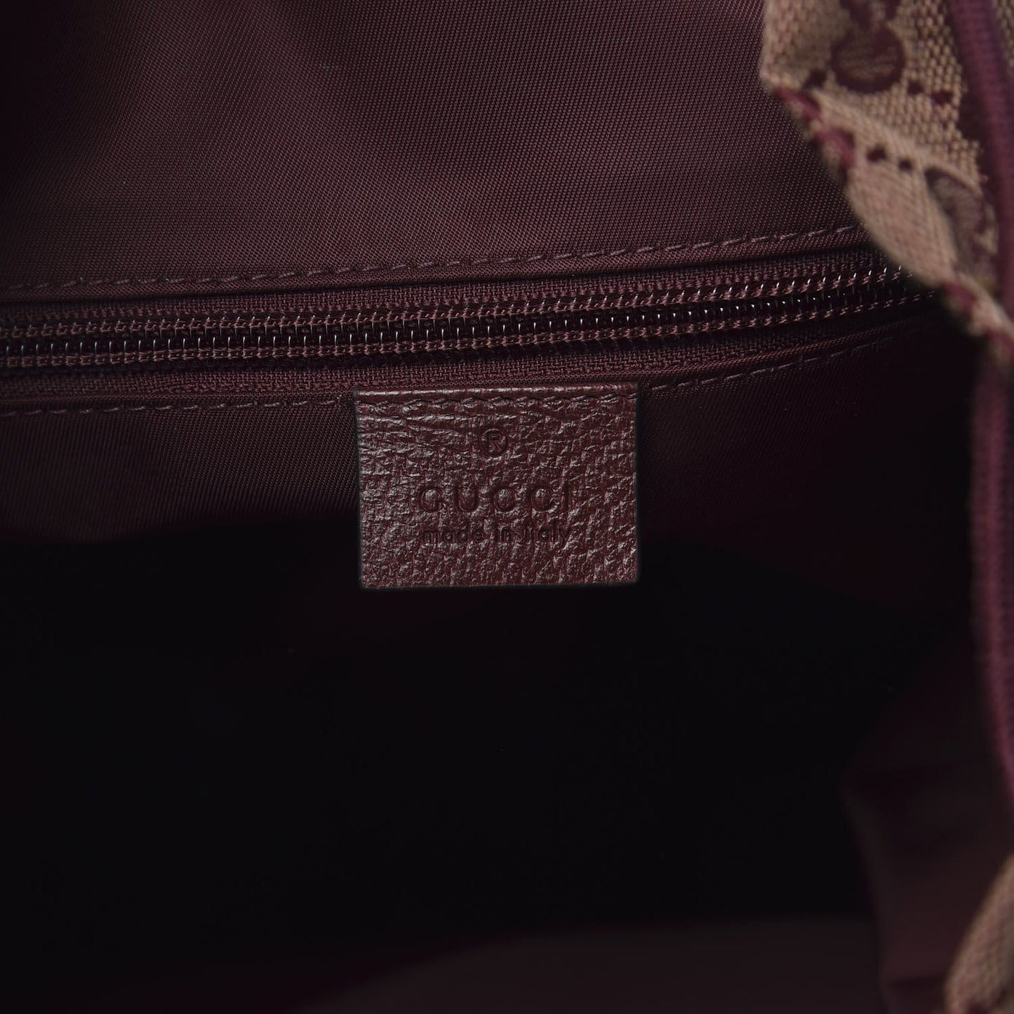 GG Monogram Script Logo Large Double Pocket Backpack Sahara Rubino Bordeaux