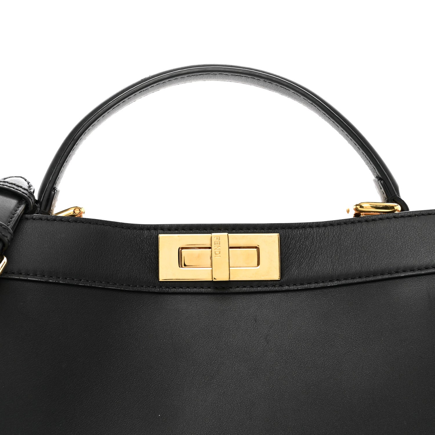 Fendi Vitello Seta Shiny Nappa Medium Peekaboo I SEE U Satchel Black Light Rose 5 of 9