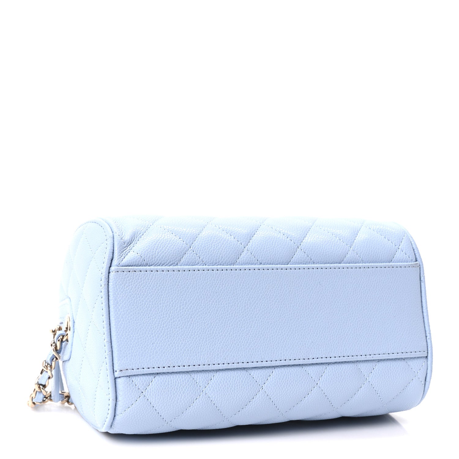 Chanel Caviar Quilted Barrel Clutch With Chain Light Blue 4 of 10