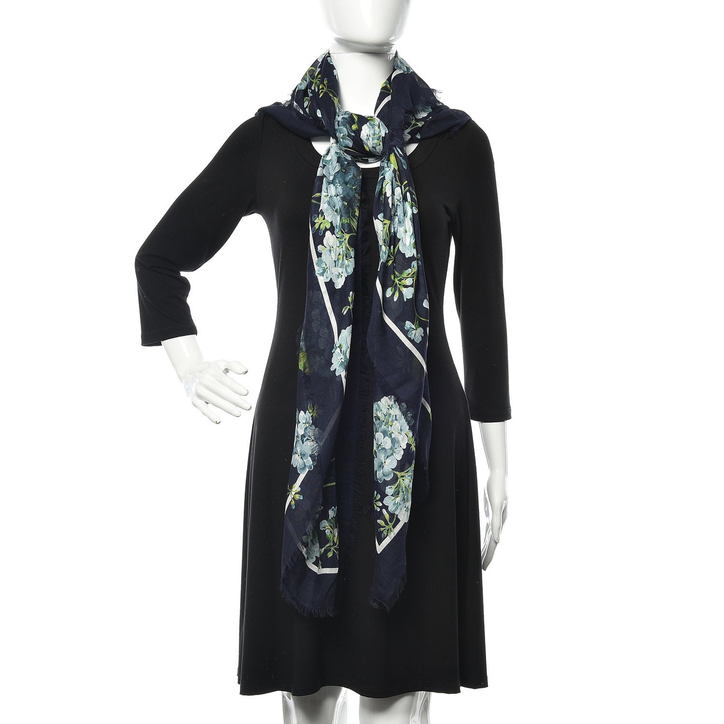 Modal Silk New Bloom Square Scarf Midnight Blue Sky Blue